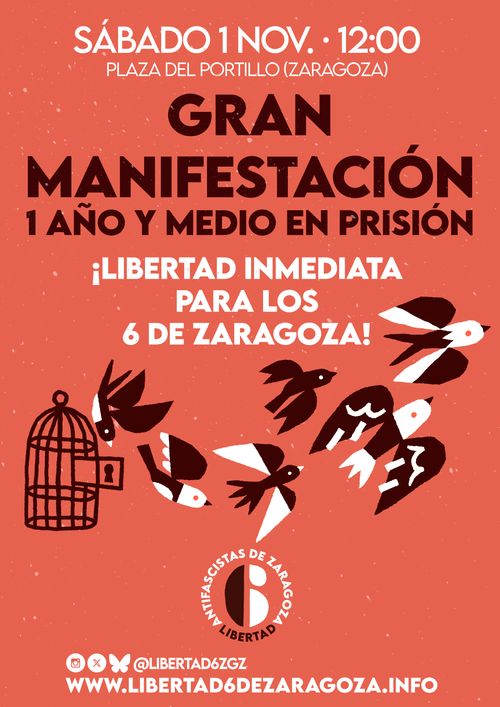 Manifestación por los 6 de Zaragoza: 1 año y medio en prisión