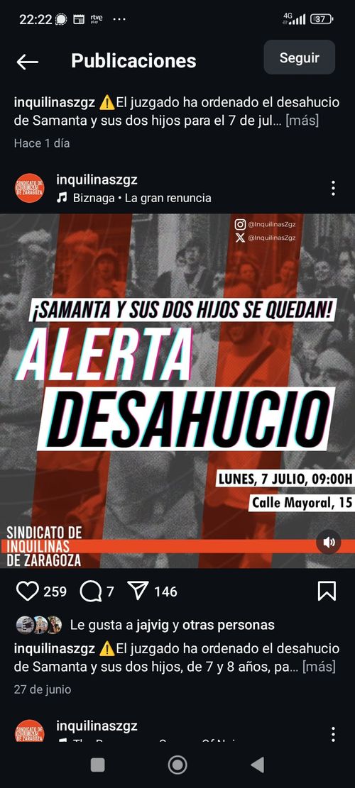 Desalojo en el gancho