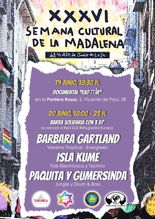 BARRA SOLIDARIA con la ACTUACIÓN DE 3 DJ' en la SEMANA CULTURAL DE LA MADALENA. La recaudación se donará a Red SOS Refugiados Europa (www.sosrefugiados.org)