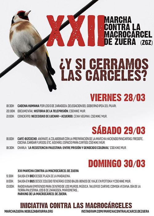 XXII Marcha a Zuera: Charla, cafeta, cena, pancartas...