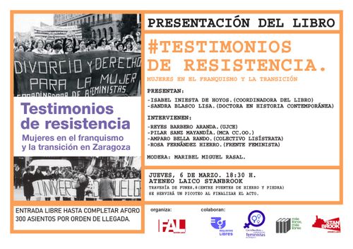 Presentación del libro Testimonios de resistencia. Mujeres en el franquismo y la transición