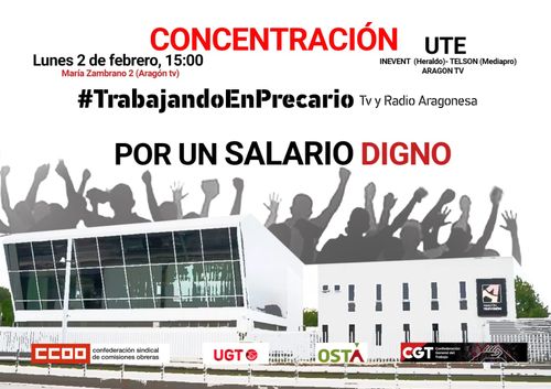 Concentración Trabajando en Precario en Aragón TV y Aragón Radio
