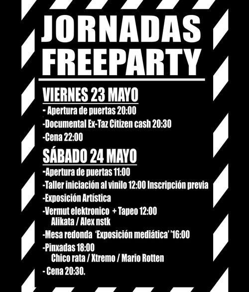 JORNADAS FREE PARTY: UNDERGROUND JOURNEYS. TALLERES, VERMÚ, PINCHADA Y CENA