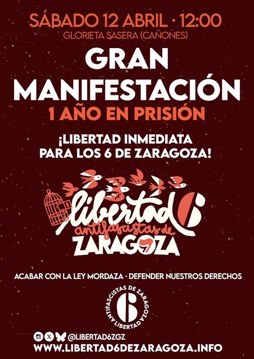 Manifestación Libertad 6 de Zaragoza: 1 año en prisión