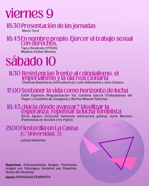 Agenda para las jornadas ‘Feminismos para Construir un Futuro’.