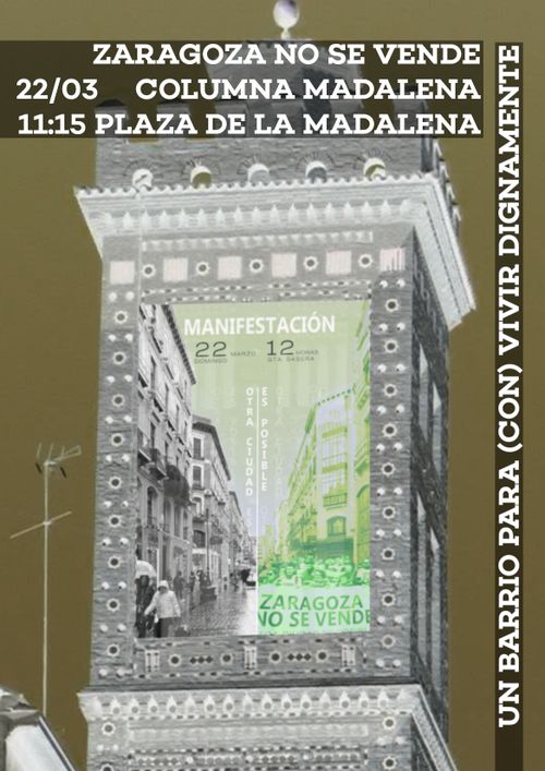 Cartel de Zaragoza no se vende - Columna de la Madalena
